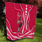 Melbourne Renegades Quilt Aboriginal Dot Art Red White - Tribal Wave Pattern