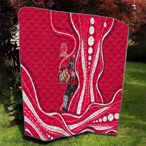 Melbourne Renegades Quilt Aboriginal Dot Art Red White - Tribal Wave Pattern