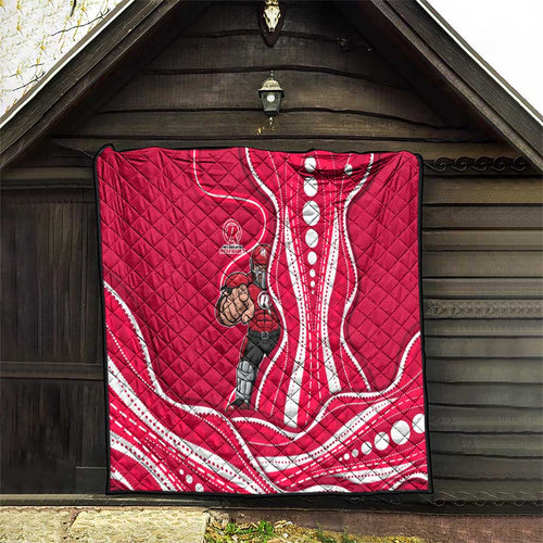Melbourne Renegades Quilt Aboriginal Dot Art Red White - Tribal Wave Pattern