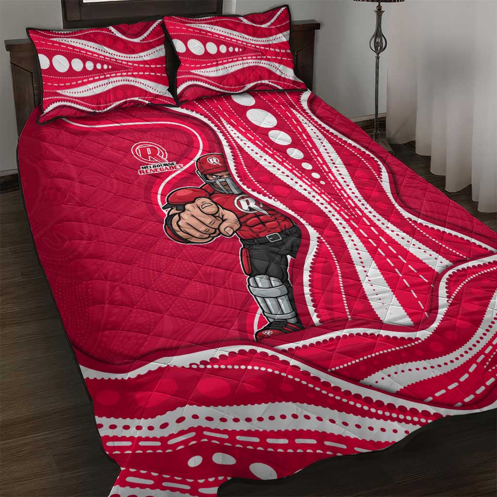 Melbourne Renegades Quilt Bed Set Aboriginal Dot Art Red White - Tribal Wave Pattern