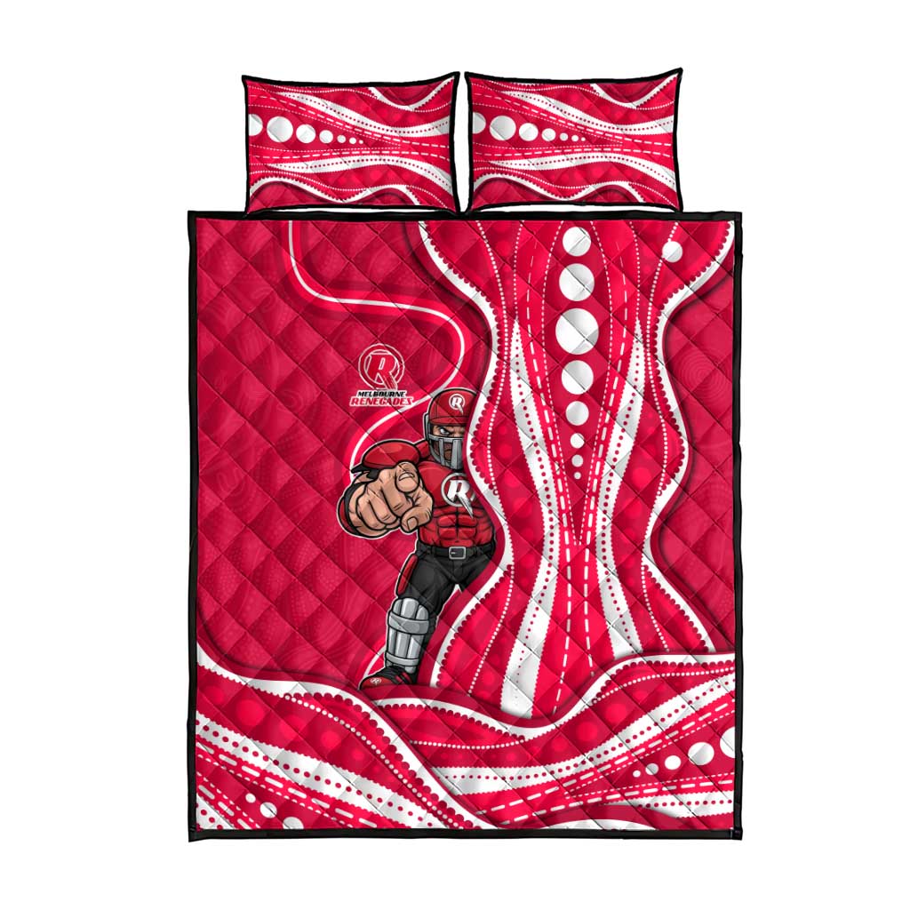 Melbourne Renegades Quilt Bed Set Aboriginal Dot Art Red White - Tribal Wave Pattern