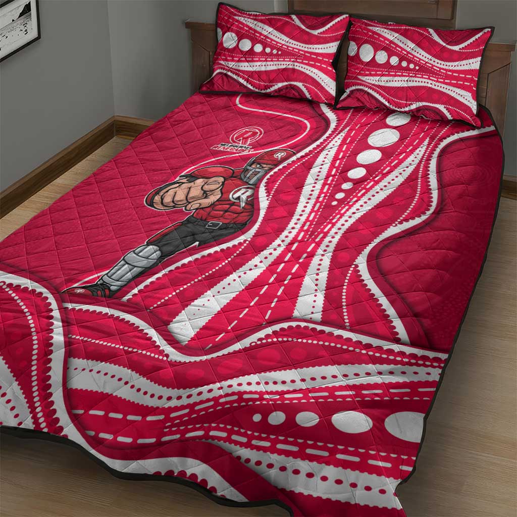 Melbourne Renegades Quilt Bed Set Aboriginal Dot Art Red White - Tribal Wave Pattern