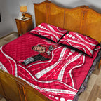 Melbourne Renegades Quilt Bed Set Aboriginal Dot Art Red White - Tribal Wave Pattern