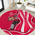 Melbourne Renegades Round Carpet Aboriginal Dot Art Red White - Tribal Wave Pattern