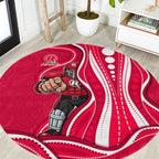 Melbourne Renegades Round Carpet Aboriginal Dot Art Red White - Tribal Wave Pattern