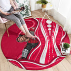 Melbourne Renegades Round Carpet Aboriginal Dot Art Red White - Tribal Wave Pattern
