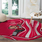 Melbourne Renegades Round Carpet Aboriginal Dot Art Red White - Tribal Wave Pattern