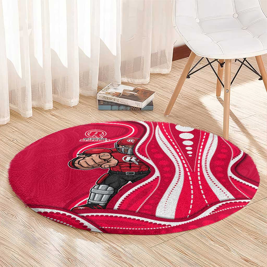 Melbourne Renegades Round Carpet Aboriginal Dot Art Red White - Tribal Wave Pattern