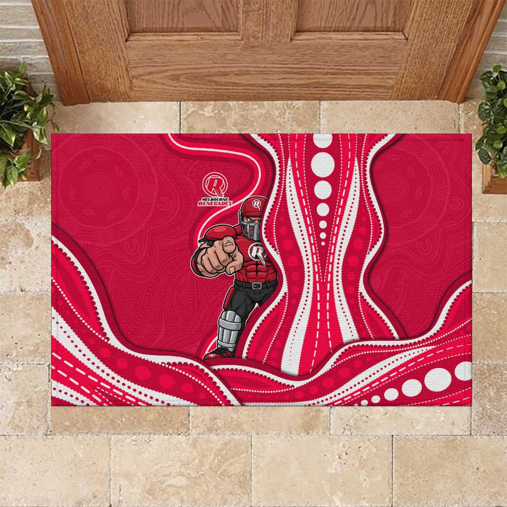 Melbourne Renegades Rubber Doormat Aboriginal Dot Art Red White - Tribal Wave Pattern