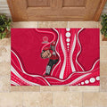 Melbourne Renegades Rubber Doormat Aboriginal Dot Art Red White - Tribal Wave Pattern