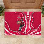 Melbourne Renegades Rubber Doormat Aboriginal Dot Art Red White - Tribal Wave Pattern