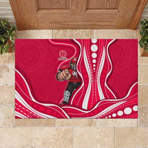 Melbourne Renegades Rubber Doormat Aboriginal Dot Art Red White - Tribal Wave Pattern