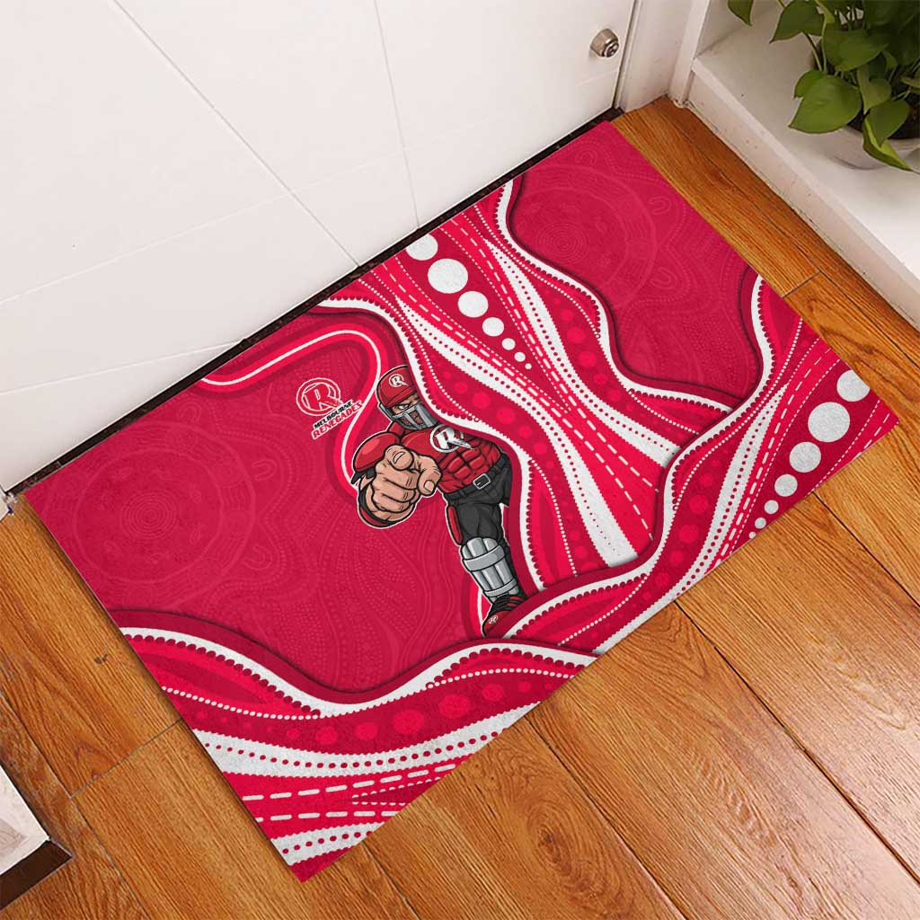 Melbourne Renegades Rubber Doormat Aboriginal Dot Art Red White - Tribal Wave Pattern