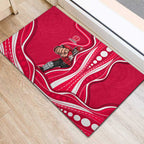 Melbourne Renegades Rubber Doormat Aboriginal Dot Art Red White - Tribal Wave Pattern