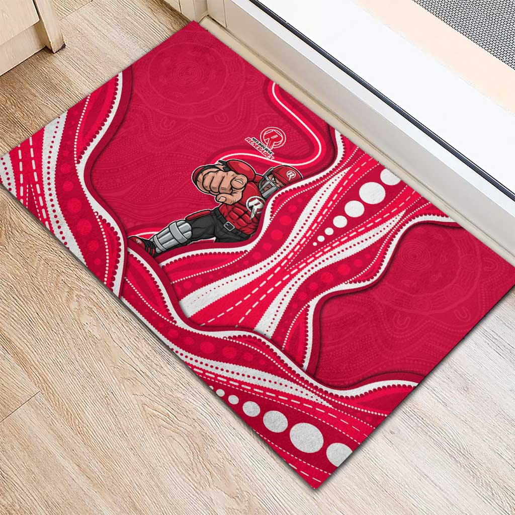 Melbourne Renegades Rubber Doormat Aboriginal Dot Art Red White - Tribal Wave Pattern