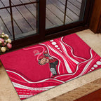 Melbourne Renegades Rubber Doormat Aboriginal Dot Art Red White - Tribal Wave Pattern