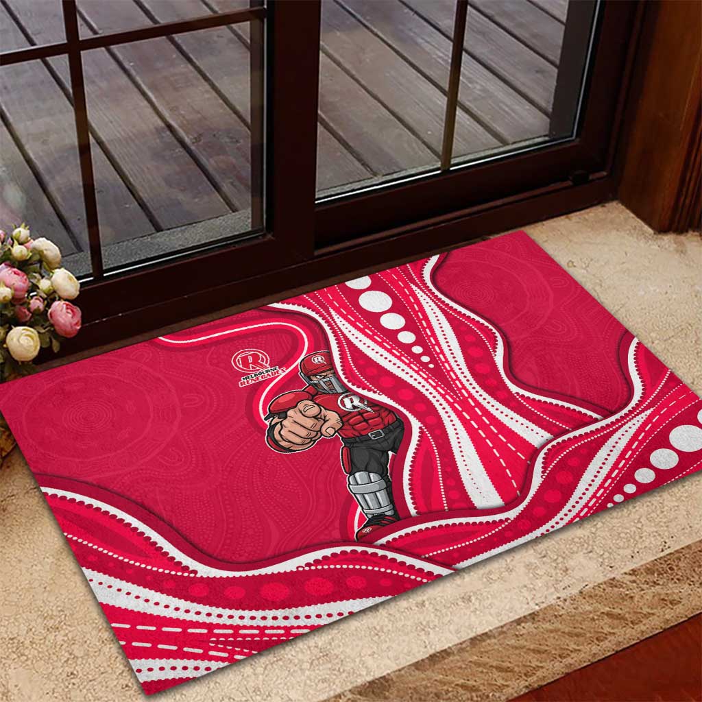 Melbourne Renegades Rubber Doormat Aboriginal Dot Art Red White - Tribal Wave Pattern