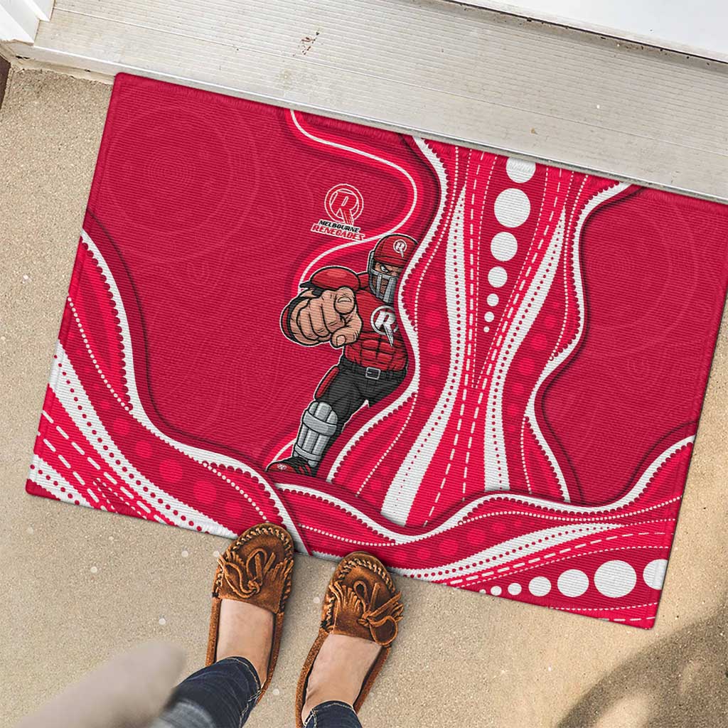 Melbourne Renegades Rubber Doormat Aboriginal Dot Art Red White - Tribal Wave Pattern