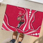 Melbourne Renegades Rubber Doormat Aboriginal Dot Art Red White - Tribal Wave Pattern