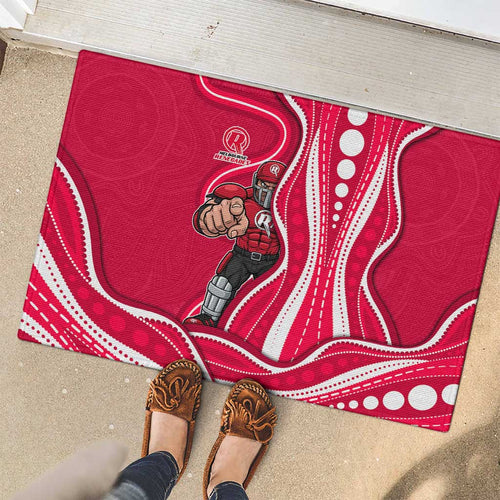 Melbourne Renegades Rubber Doormat Aboriginal Dot Art Red White - Tribal Wave Pattern