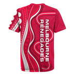 Melbourne Renegades Rugby Jersey Aboriginal Dot Art Red White - Tribal Wave Pattern