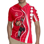 Melbourne Renegades Rugby Jersey Aboriginal Dot Art Red White - Tribal Wave Pattern