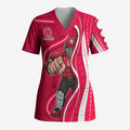 Melbourne Renegades Scrub Top Aboriginal Dot Art Red White - Tribal Wave Pattern
