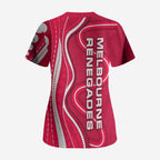 Melbourne Renegades Scrub Top Aboriginal Dot Art Red White - Tribal Wave Pattern