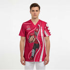 Melbourne Renegades Scrub Top Aboriginal Dot Art Red White - Tribal Wave Pattern