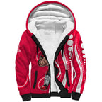 Melbourne Renegades Sherpa Hoodie Aboriginal Dot Art Red White - Tribal Wave Pattern