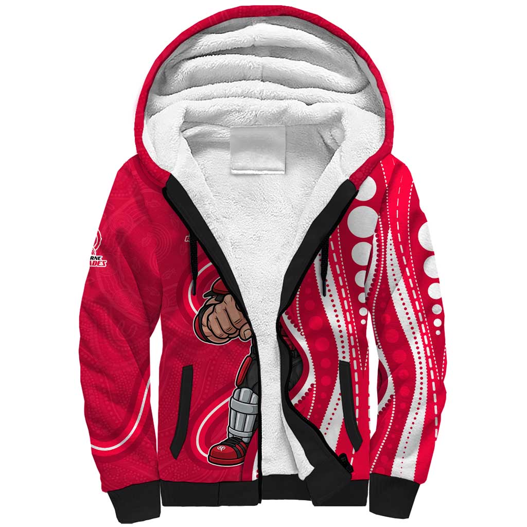 Melbourne Renegades Sherpa Hoodie Aboriginal Dot Art Red White - Tribal Wave Pattern