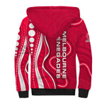 Melbourne Renegades Sherpa Hoodie Aboriginal Dot Art Red White - Tribal Wave Pattern