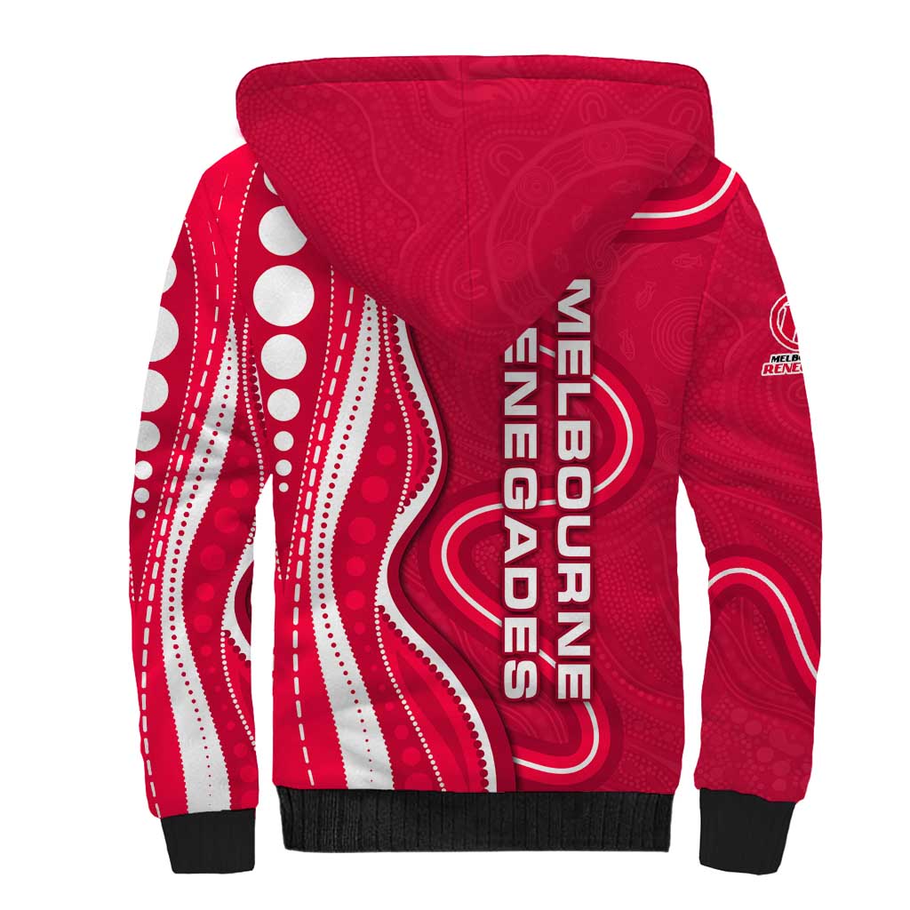 Melbourne Renegades Sherpa Hoodie Aboriginal Dot Art Red White - Tribal Wave Pattern