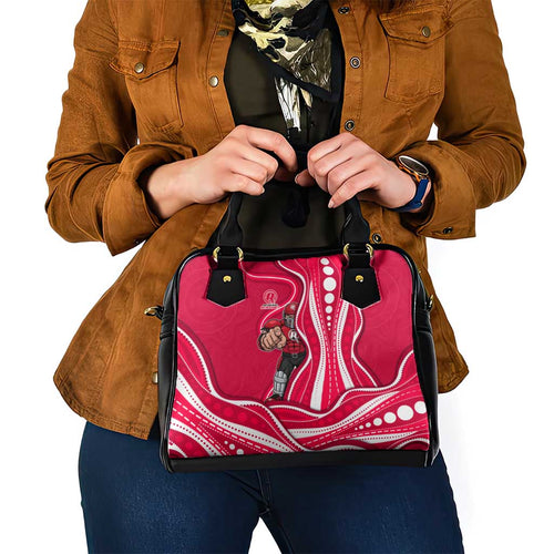 Melbourne Renegades Shoulder Handbag Aboriginal Dot Art Red White - Tribal Wave Pattern