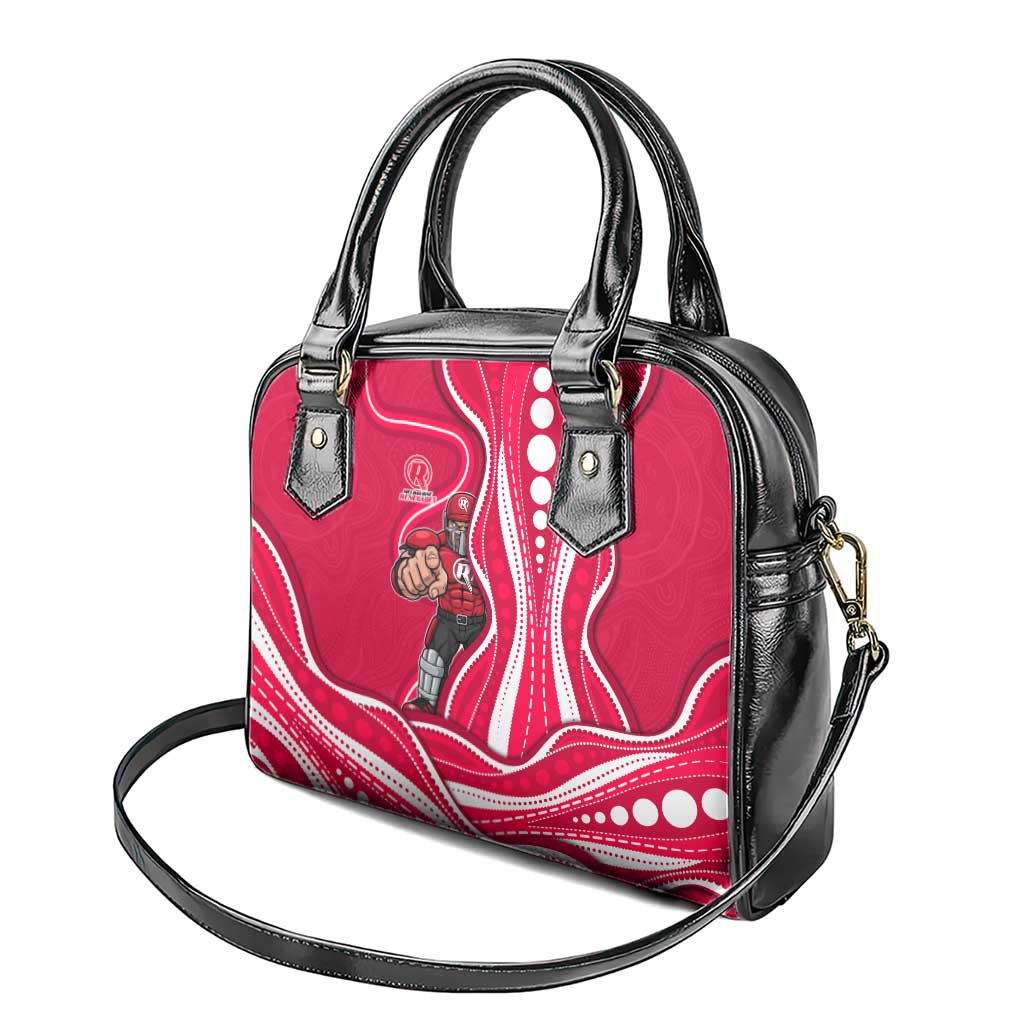 Melbourne Renegades Shoulder Handbag Aboriginal Dot Art Red White - Tribal Wave Pattern
