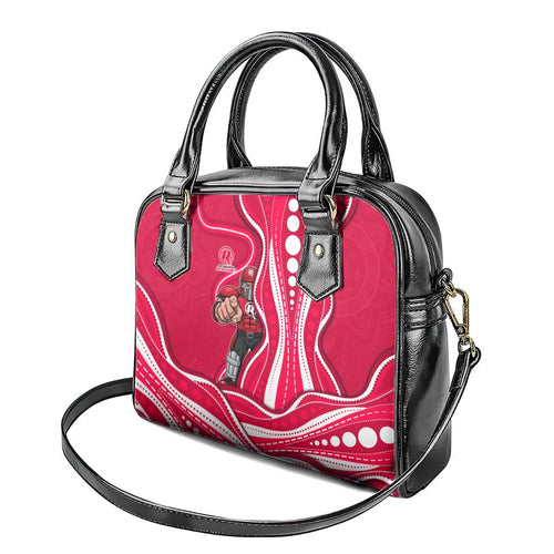 Melbourne Renegades Shoulder Handbag Aboriginal Dot Art Red White - Tribal Wave Pattern