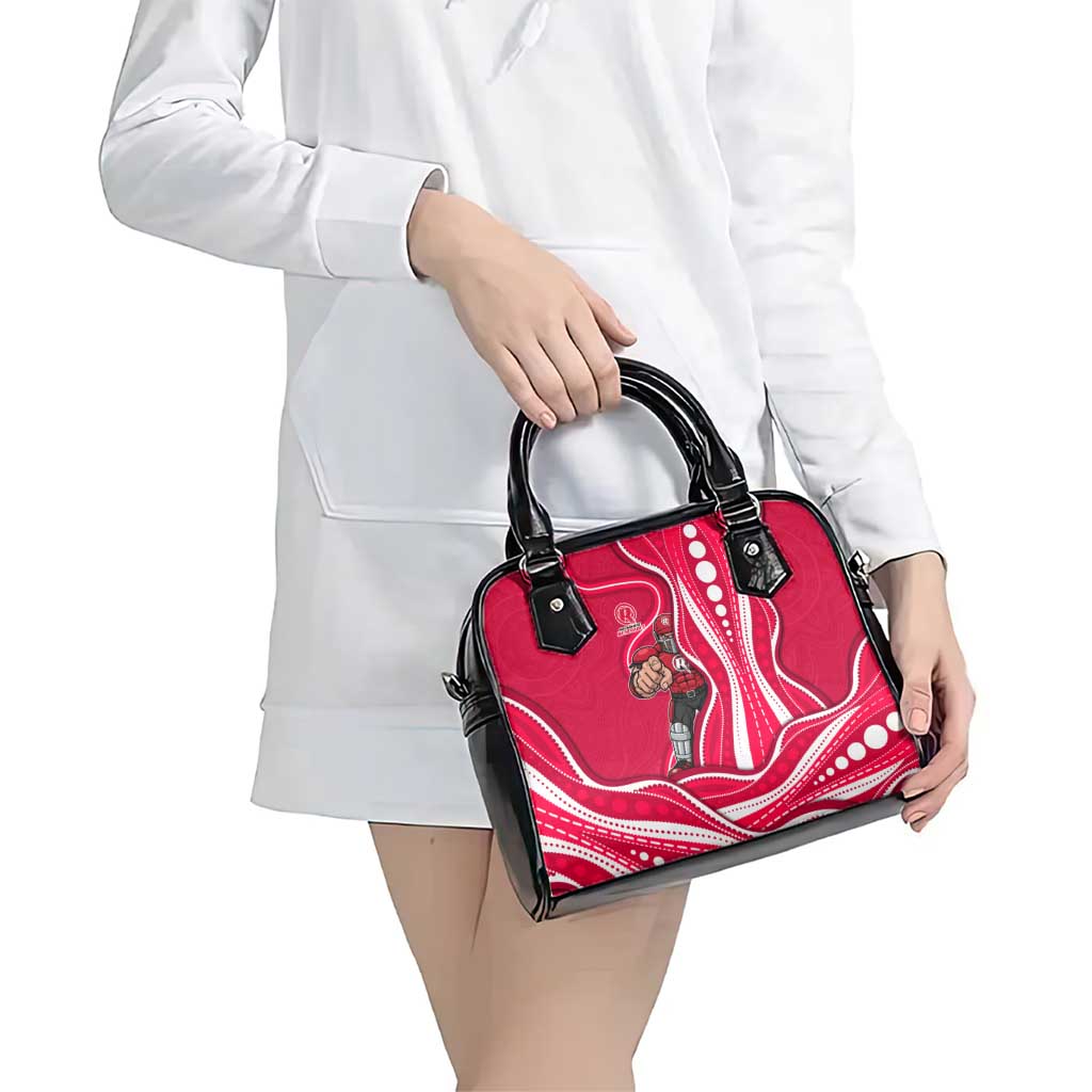 Melbourne Renegades Shoulder Handbag Aboriginal Dot Art Red White - Tribal Wave Pattern