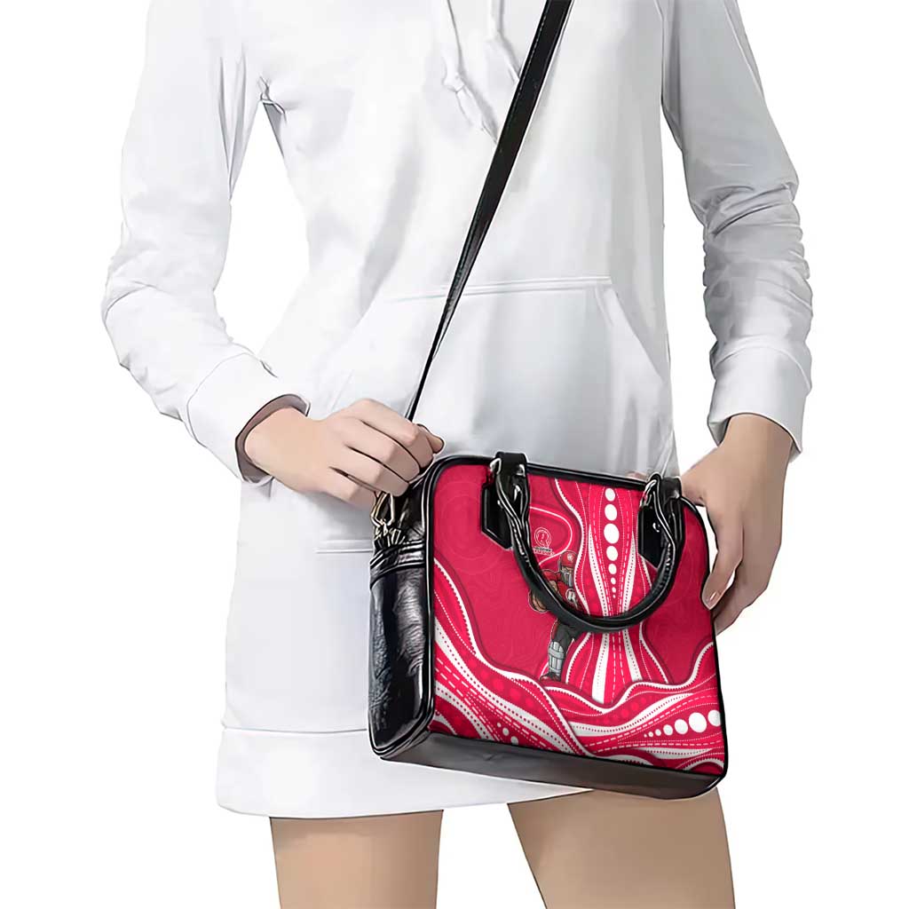 Melbourne Renegades Shoulder Handbag Aboriginal Dot Art Red White - Tribal Wave Pattern