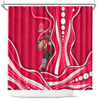 Melbourne Renegades Shower Curtain Aboriginal Dot Art Red White - Tribal Wave Pattern