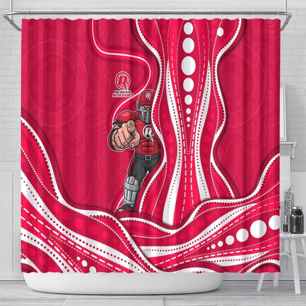 Melbourne Renegades Shower Curtain Aboriginal Dot Art Red White - Tribal Wave Pattern