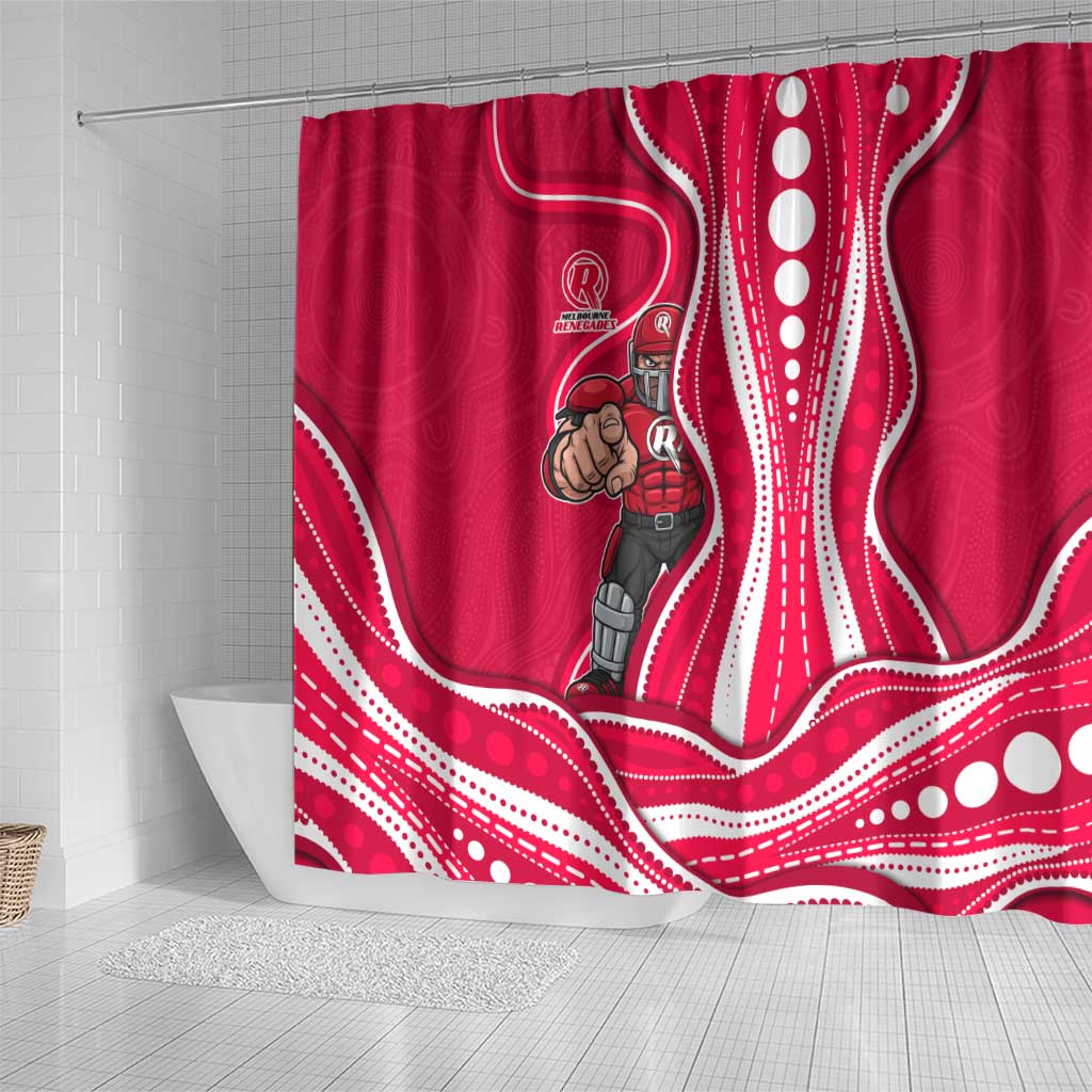Melbourne Renegades Shower Curtain Aboriginal Dot Art Red White - Tribal Wave Pattern