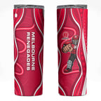 Melbourne Renegades Skinny Tumbler Aboriginal Dot Art Red White - Tribal Wave Pattern