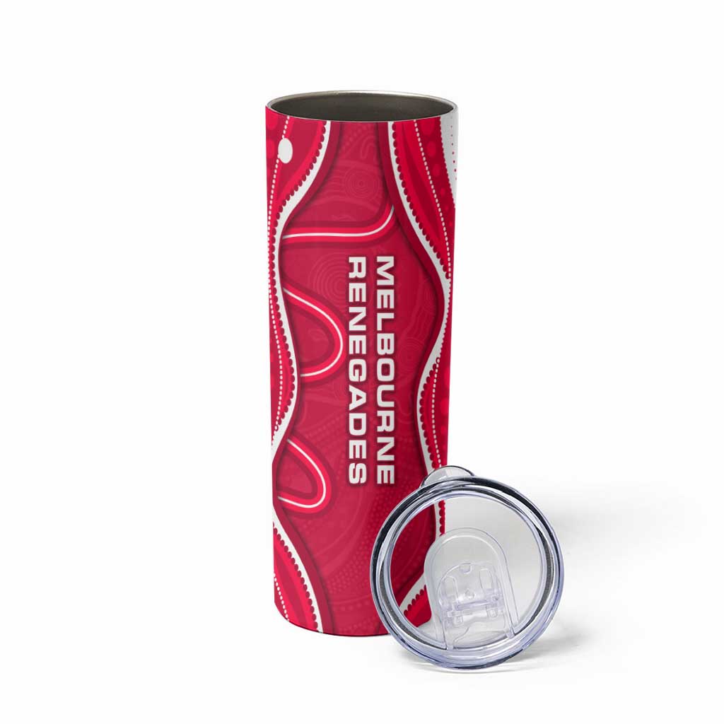 Melbourne Renegades Skinny Tumbler Aboriginal Dot Art Red White - Tribal Wave Pattern