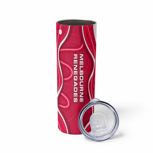 Melbourne Renegades Skinny Tumbler Aboriginal Dot Art Red White - Tribal Wave Pattern