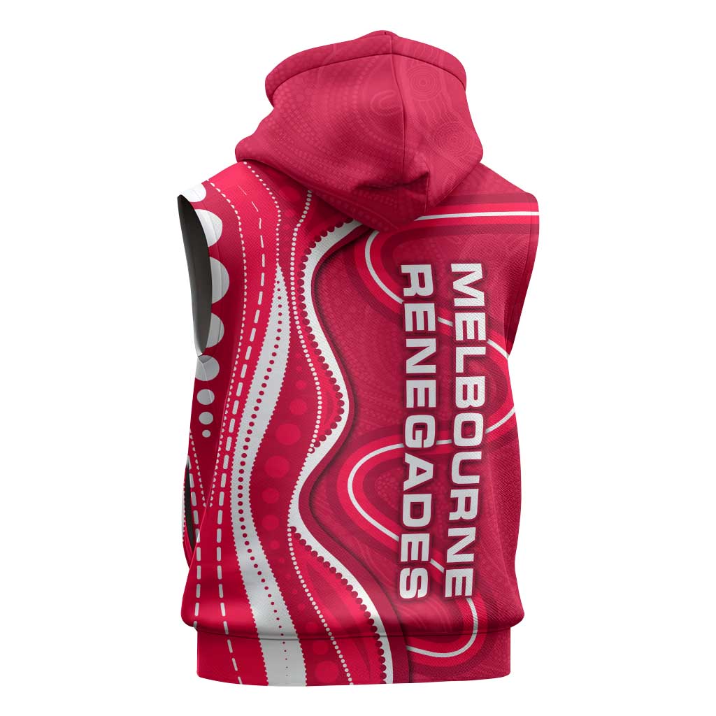 Melbourne Renegades Sleeveless Hoodie Aboriginal Dot Art Red White - Tribal Wave Pattern