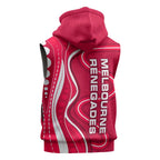 Melbourne Renegades Sleeveless Hoodie Aboriginal Dot Art Red White - Tribal Wave Pattern