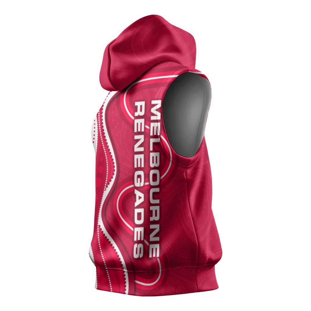 Melbourne Renegades Sleeveless Hoodie Aboriginal Dot Art Red White - Tribal Wave Pattern