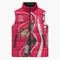 Melbourne Renegades Sleeveless Puffer Jacket Aboriginal Dot Art Red White - Tribal Wave Pattern