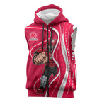 Melbourne Renegades Sleeveless Zip Hoodie Aboriginal Dot Art Red White - Tribal Wave Pattern