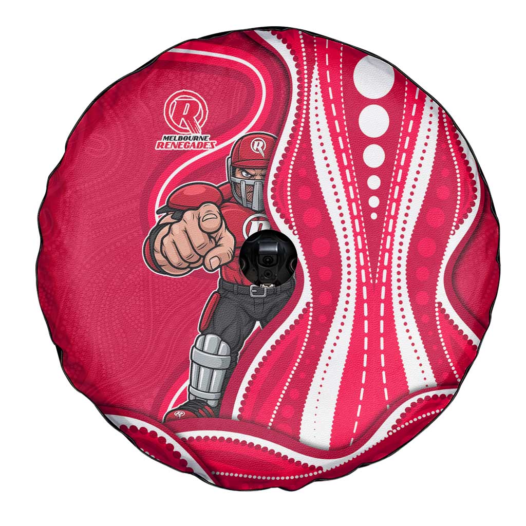 Melbourne Renegades Spare Tire Cover Aboriginal Dot Art Red White - Tribal Wave Pattern